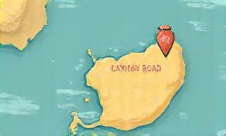 Artistic map representation of Cayman Islands studio